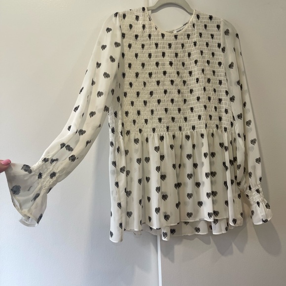 Long Sleeve Sheer Heart Blouse - Picture 2 of 3